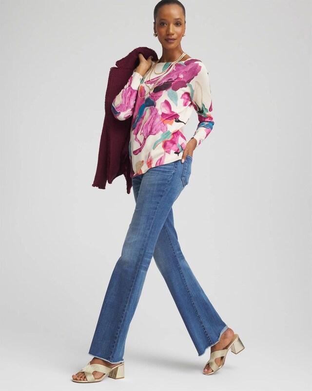 Ella Boatneck Watercolor Pullover Sweater - image 2